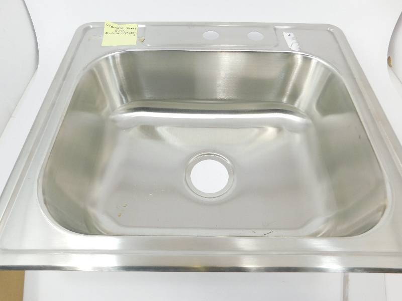 lot 57 image: New Stainless Steel  25 Single Basin Top Mount Kitchen Sink