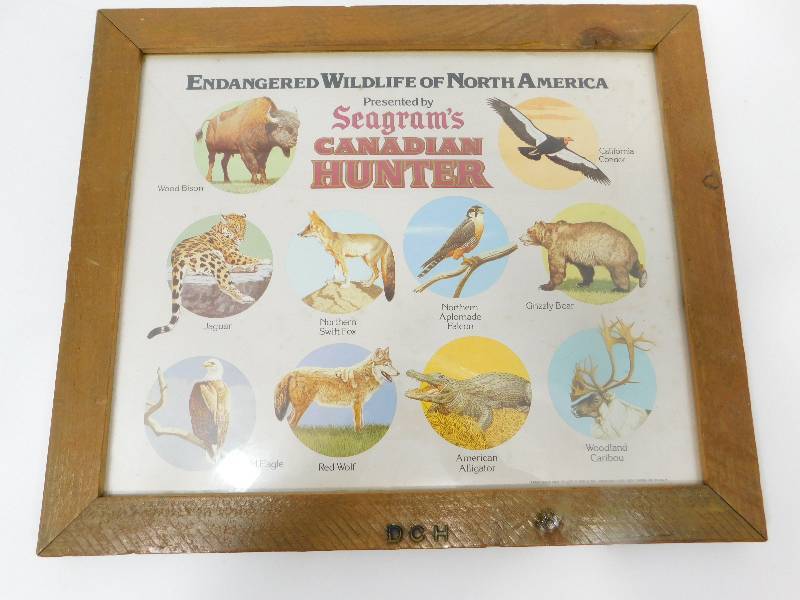 lot 58 image: Framed ENDANGERED WILDLIFE OF NORTH AMERICA--Presented By Seagrams Canadian HUNTER