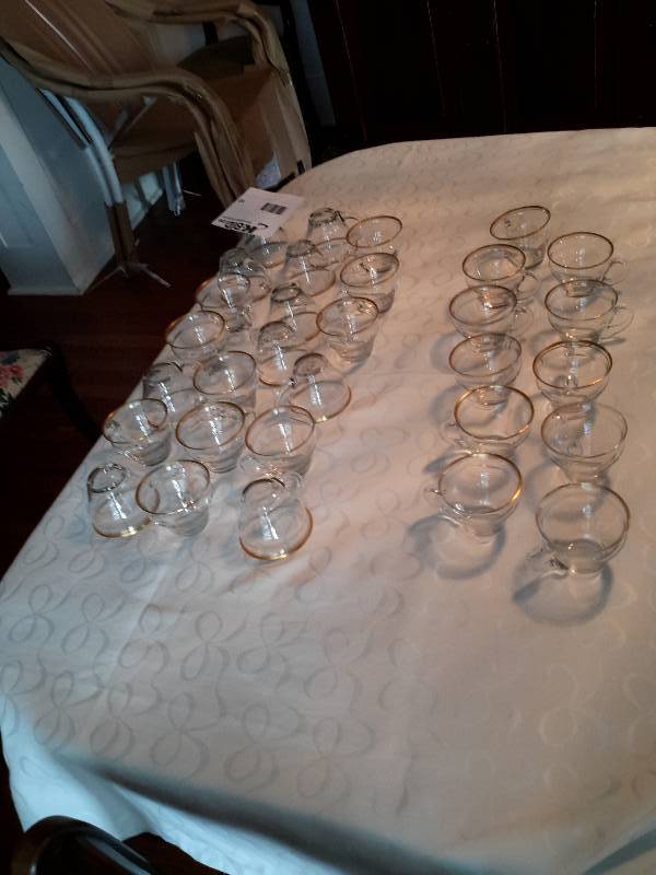 lot 83 image: 31 Gold Rimmed Crystal Punch Cups
