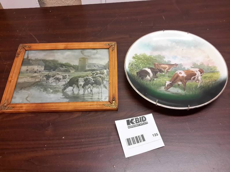 lot 125 image: 1 Cow Plate, 1 Cow Picture