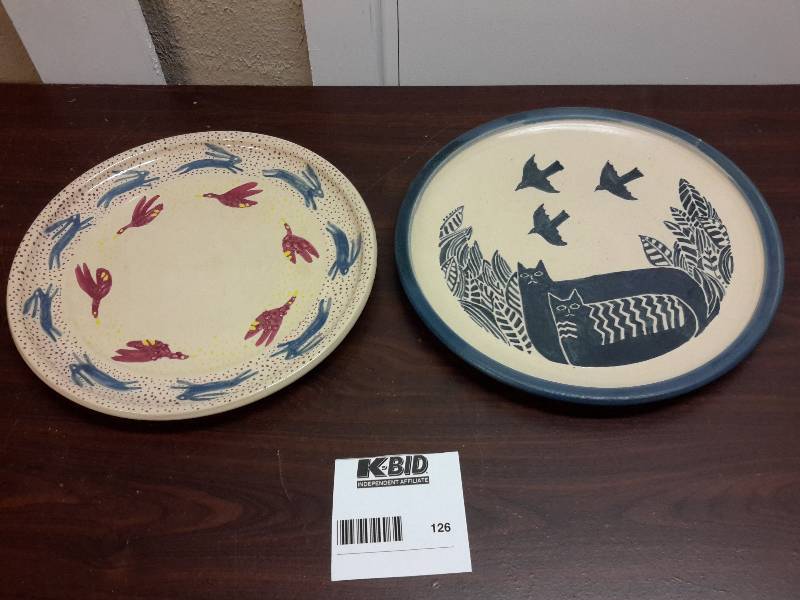 lot 126 image: 2 Decorative Serving Plates, Hand Painted