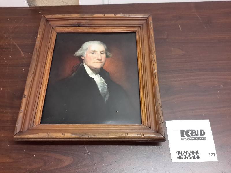 lot 127 image: Picture of George Washington in Wooden Frame