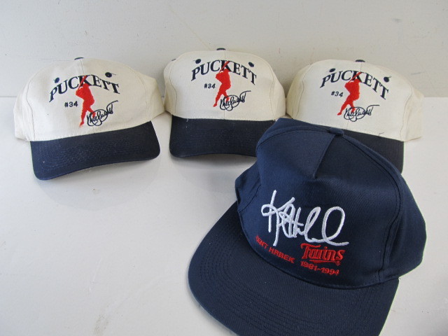 lot 30 image: 4 Vintage Kirby Puckett & Kent Hrbek Twins Hats