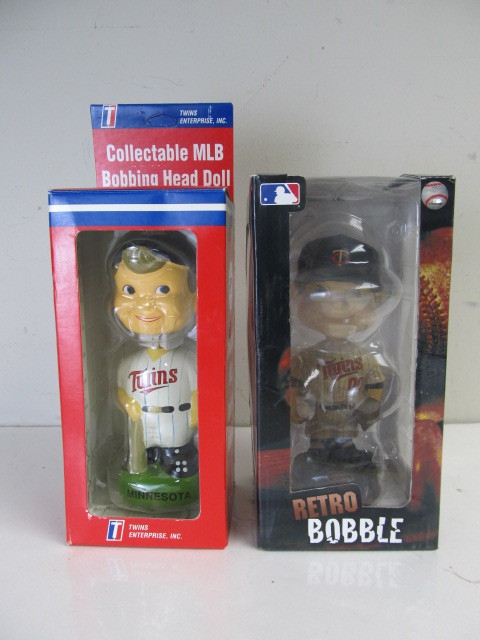 lot 64 image: 2 New In Box MN TWINS Bobbleheads