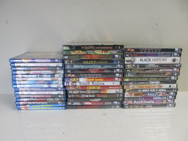 lot 100 image: Lot of FACTORY SEALED Blu-Rays & DVDs