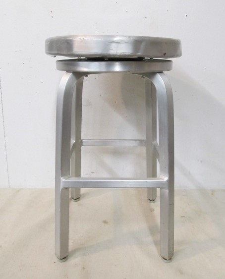 lot 46 image: Brushed Aluminum Swivel Shop Stool