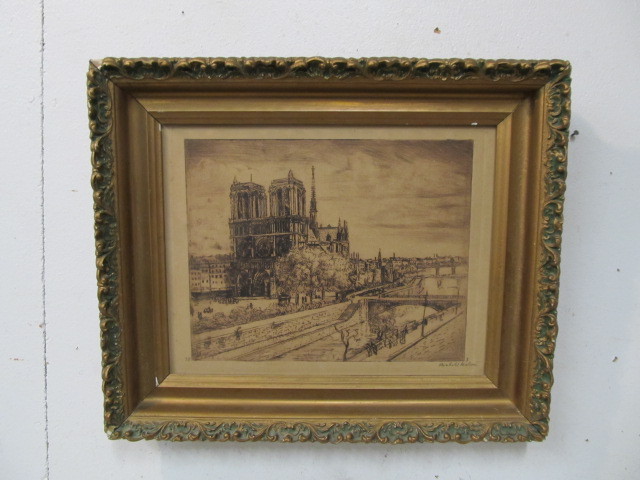 lot 50 image: Original Old Vintage Signed Etching