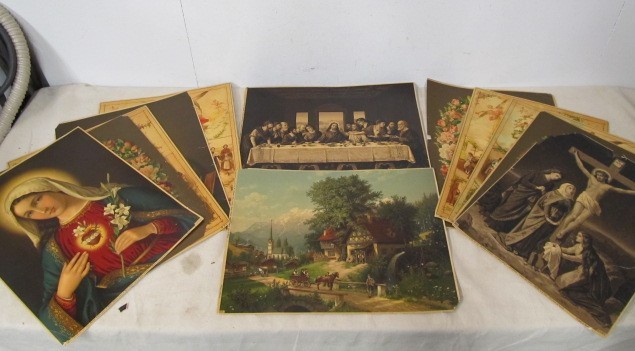 lot 51 image: Large Group of Original 1890s Religious Litho Prints