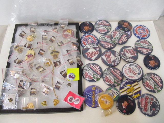 lot 53 image: Large Lot of Minnesota Sports Pins & Buttons - Some Vintage