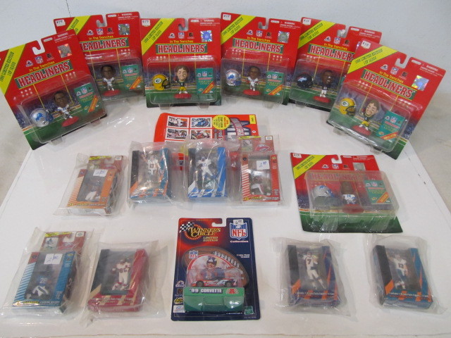 lot 56 image: Lot of New In Box NFL Collectible Figurines etc