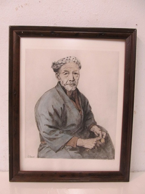 lot 110 image: Nice Woodblock Print Japanese Wood Carver Signed