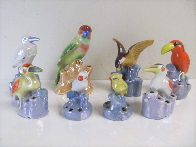 lot 113 image: Nice Group of Vintage Luster Japan Flower Frogs #2