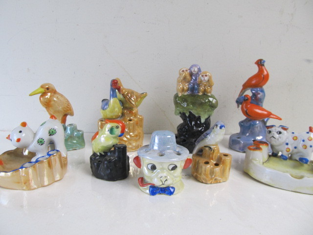 lot 114 image: Nice Group of Vintage Luster Japan Flower Frogs #3