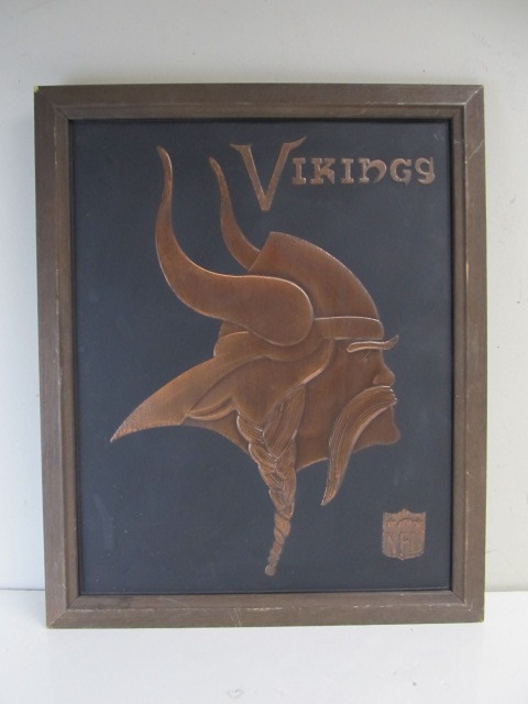 lot 116 image: Vintage MN VIKINGS Embossed Metal Sign