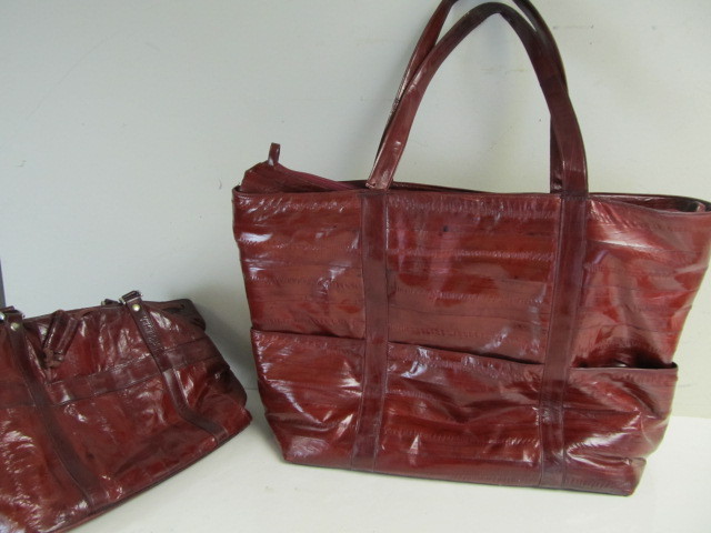lot 131 image: Genuine Ostrich Skin Leather Matching Bags