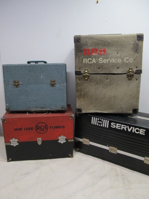 lot 148 image: 4 Vintage RadioTV Repairman Cases FULL of Boxed Radio Tubes