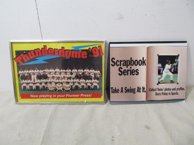 lot 153 image: 2 Original MN Twins PIONEER PRESS Newspaper Stand Topper Signs