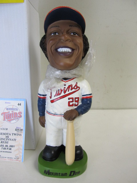 lot 66 image: Mint In Box 2001 Game Giveaway ROD CAREW Bobblehead - wGame Ticket
