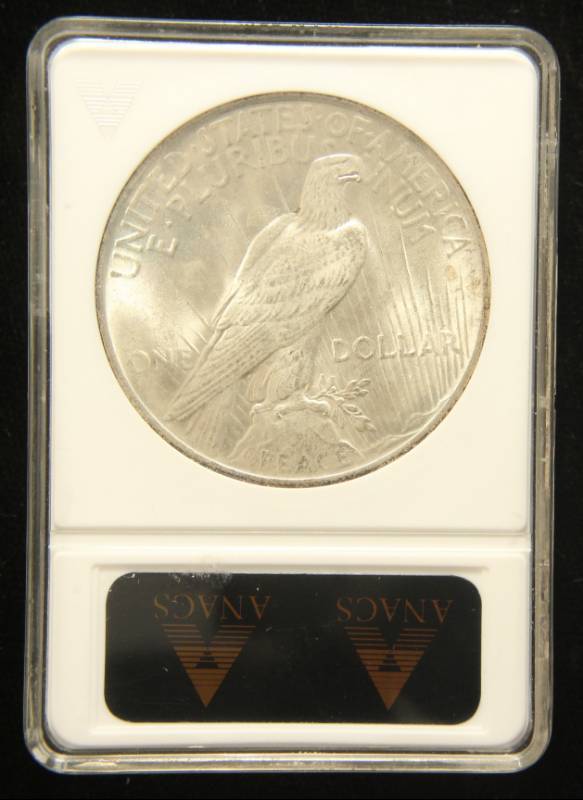 1923 PEACE SILVER DOLLAR MS65 OLD SMALL ANACS HOLDER