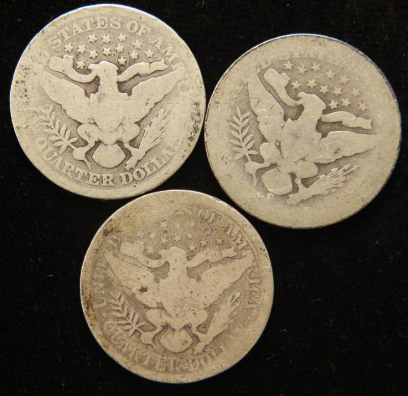 3 BARBER QUARTERS 1892-O 1895 1900