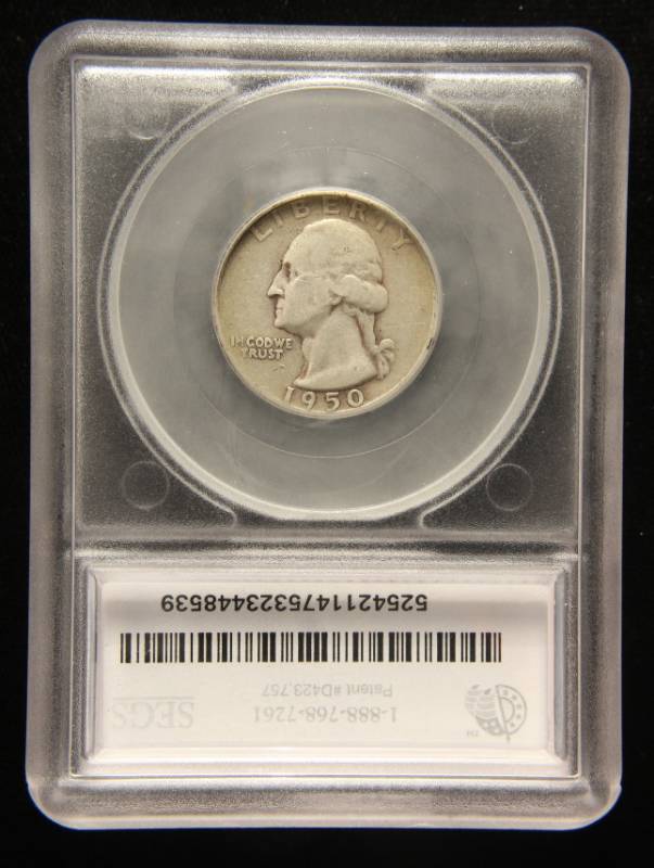 1950 SS (S OVER S) WASHINGTON QUARTER VF20 SEGS CERTFIED