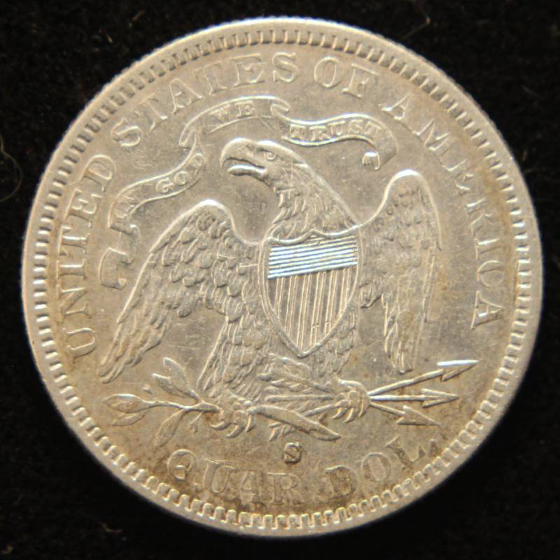 1877-S US SEATED LIBERTY SILVER QUARTER IN HIGHER GRADE