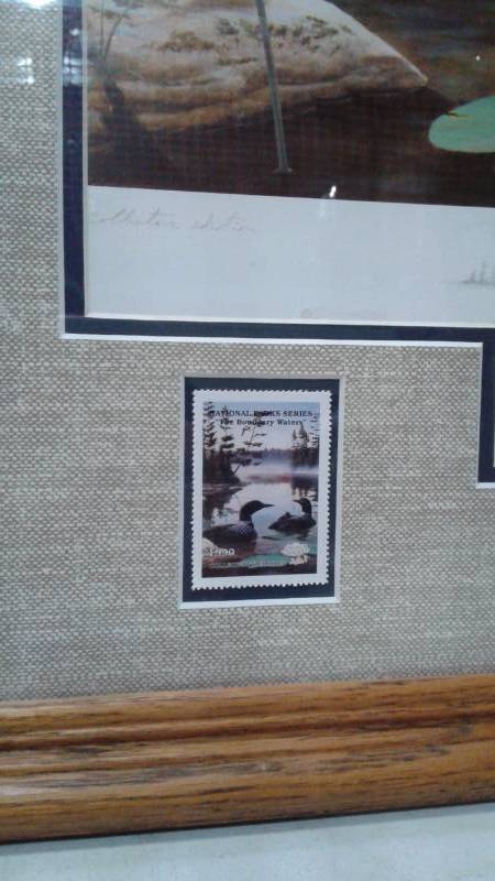 lot 24 image: Large Boundary Waters Framed Print, It Has Slipped Off Center Slightly
