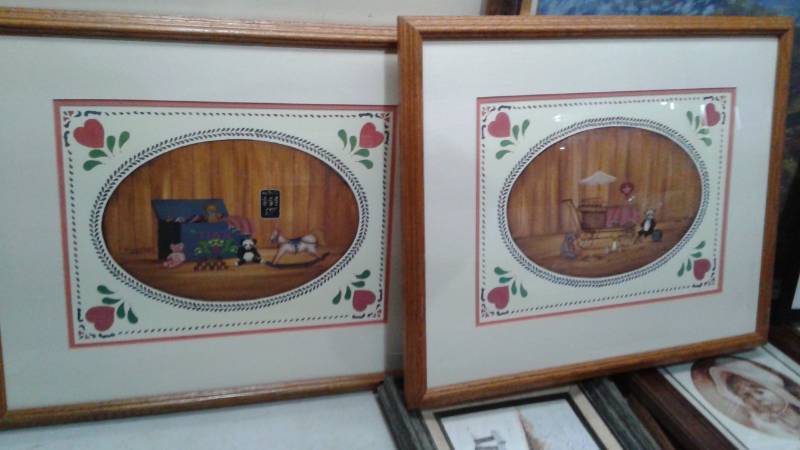 lot 25 image: Lot Of Framed Art Pictures, And One Painting