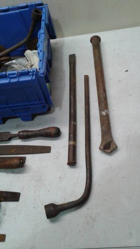 lot 50 image: Bin With Some Tools And Hardware, Metal Files