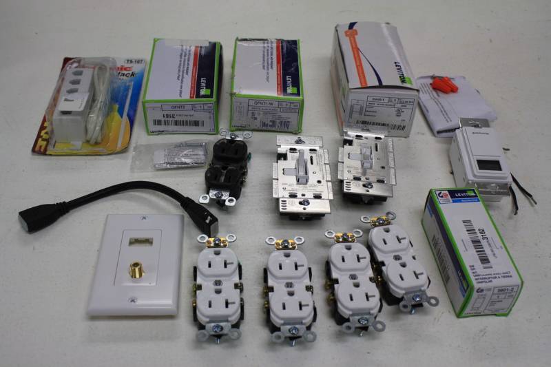 lot 83 image: Electricians Lot Receptacles, Dimmers, Switched Etc.