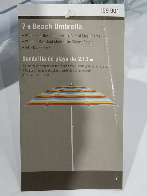7 Beach Umbrella-Multi Color Striped Fabric (LOT of 12)
