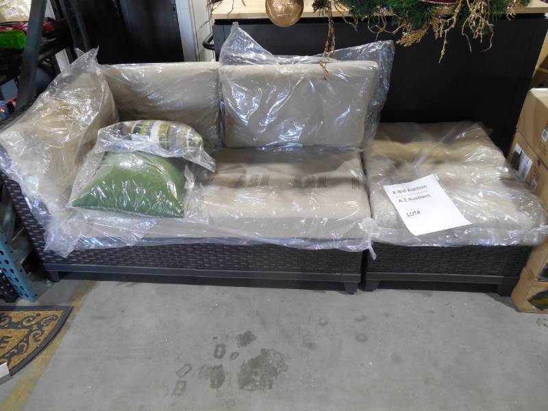 lot 232 image: Hillborough 2-Piece All-Weather Wicker Patio Sectional with Sunbrella Fabric