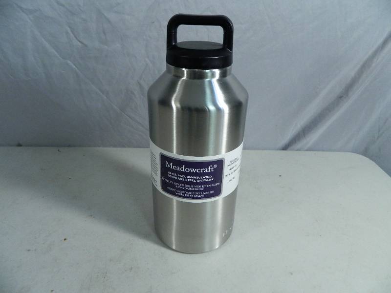 lot 10 image: New Meadowcraft 64 Oz Vacuum Insulated Stainless Steel Growler
