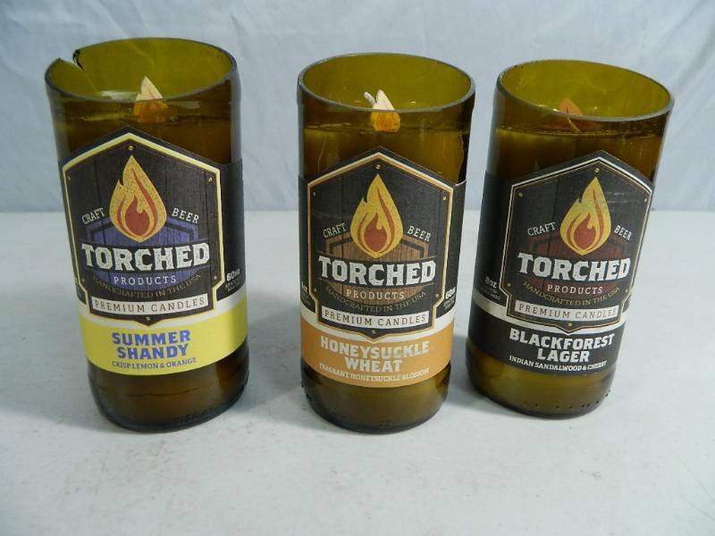 lot 19 image: 3 New Torched Craft Beer Candles