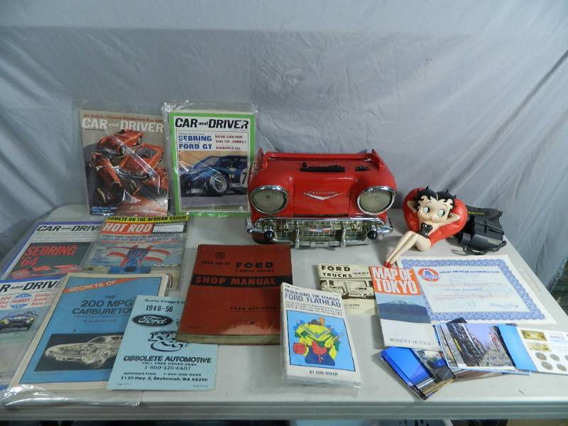 lot 79 image: Old Radio, Shelby Collectibles, Ford Manuals, Etc