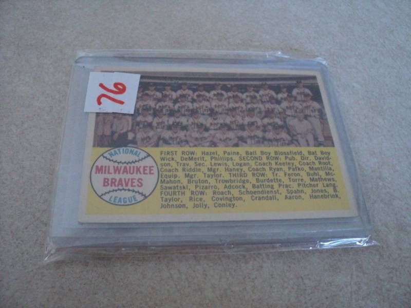 lot 76 image: 1958 Topps Milwaukee Braves Card...