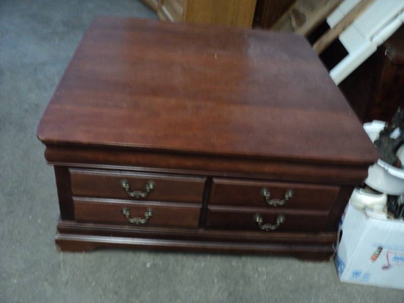 lot 144 image: Wood Coffee Table with Storage on f...