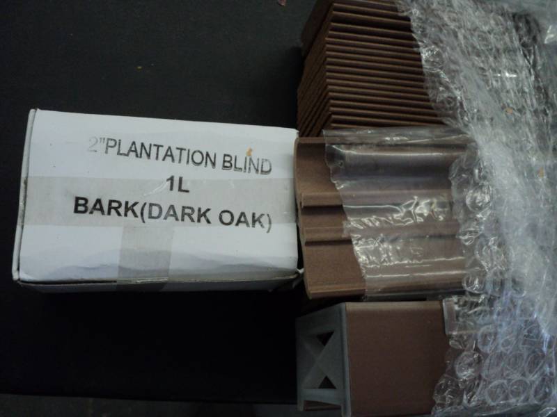 lot 150 image: Custom Cut Plantation Blind Dark Oa...
