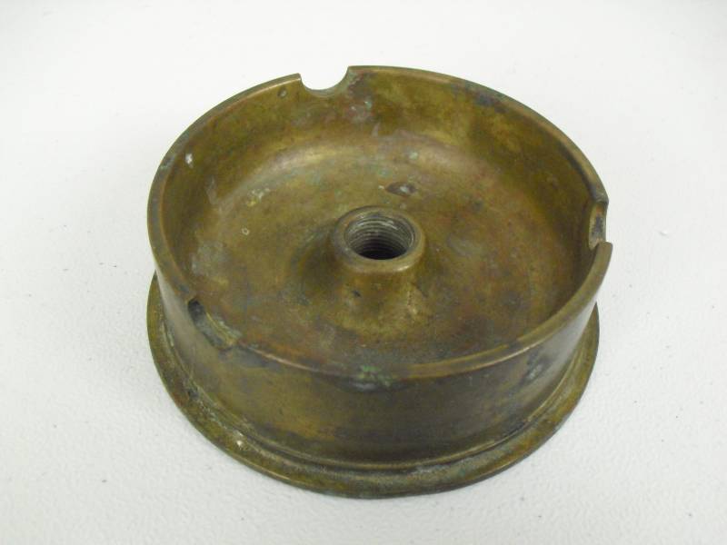 lot 17 image: WWII 1942 50 cal. Shell End Trench Art Heavy Brass Ashtray