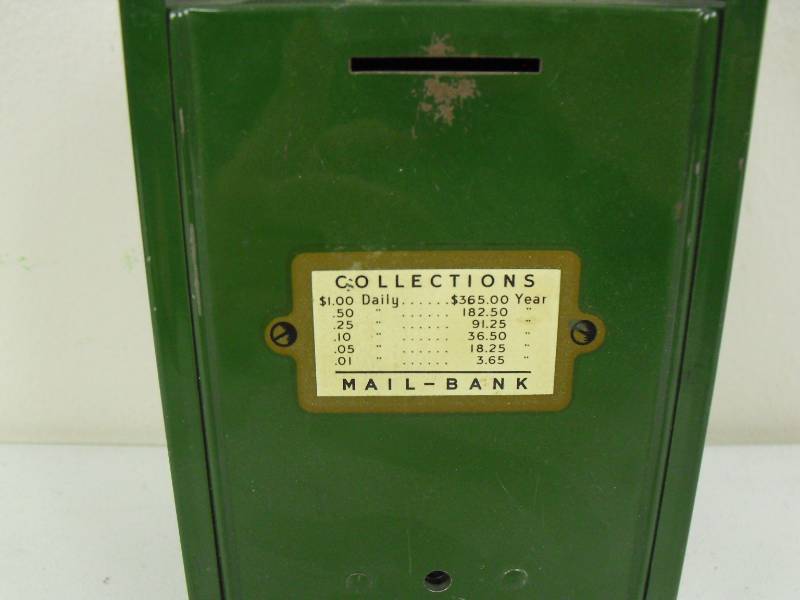 lot 47 image: Vintage Green Mail Box Bank