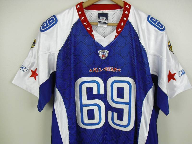 lot 52 image: Minnesota Vikings Embroidered Jared Allen #69 All Star Jersey Size 56