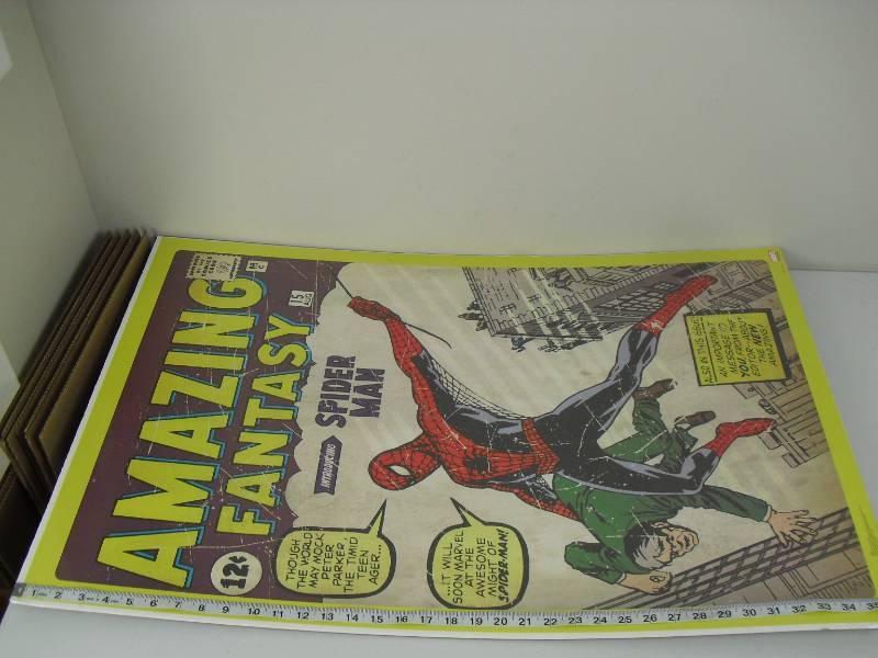 lot 86 image: Amazing Fantasy Introducing Spiderman Poster Board 36in x 24in