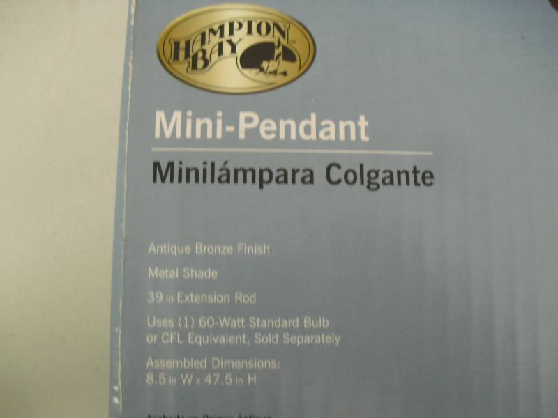 lot 102 image: Lot Of 3 Hampton Bay Bronze Mini Pendant Lights New Open Box