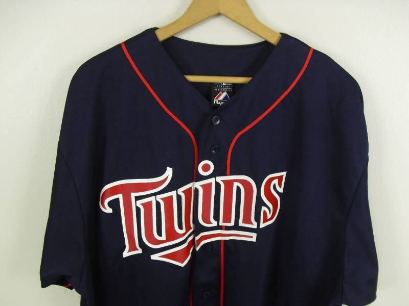 lot 149 image: Majestic Embroidered Minnesota Twins Joe Mauer Jersey. Size 2XL