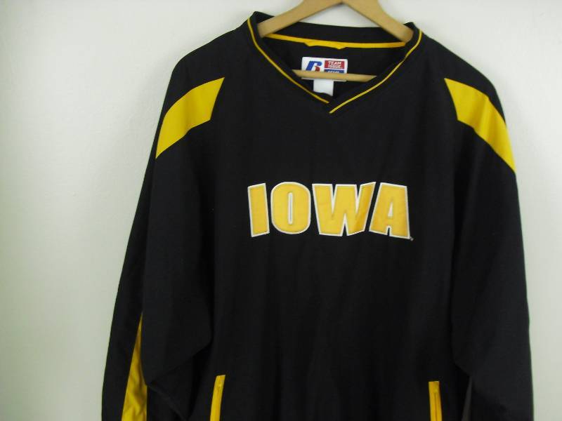 lot 150 image: Russell Athletics Iowa Hawkeyes Team Issue Pullover Windbreaker Jacket. Size 2XL