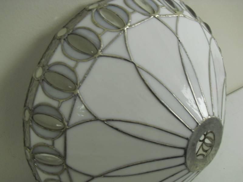 lot 163 image: Signed Dale Tiffany Stained Glass Lamp Shade