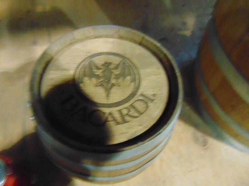Small Oak Bacardi Barrel Laser Engraved Display Piece