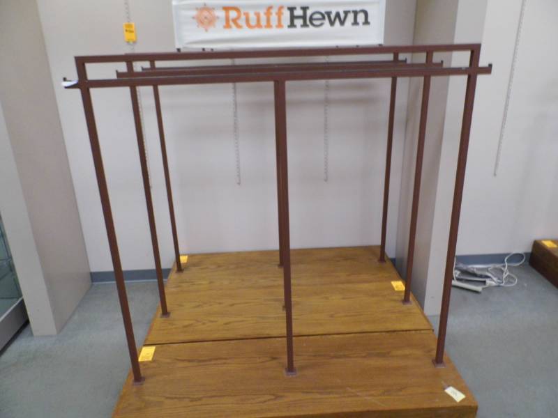 lot 30 image: Lot of 3 Rolling Clothing Displays w Bases