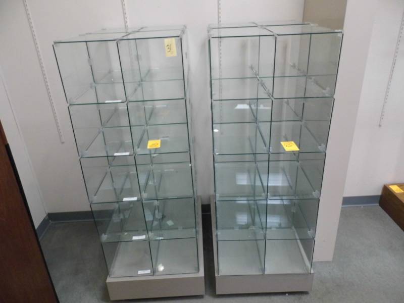 lot 31 image: Lot of 2 Glass Cube Displays
