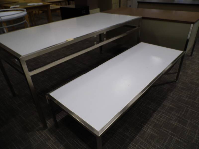 lot 71 image: Lot of 2 White - Chrome Tables